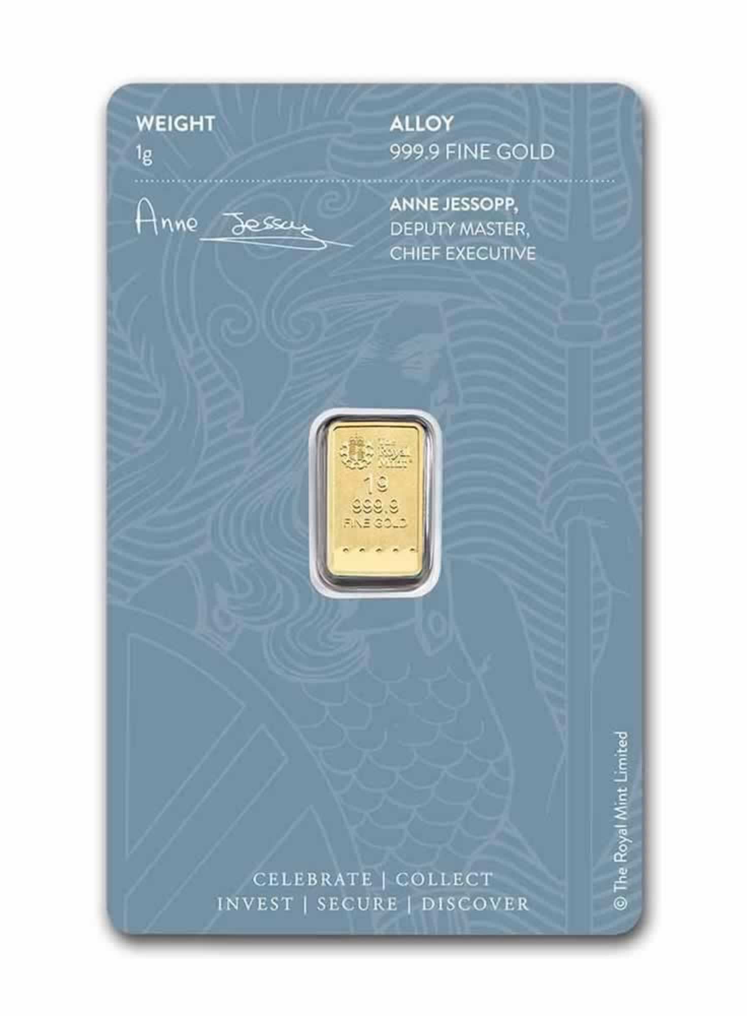 1 Gram Royal Mint Britannia Gold Bar - Back