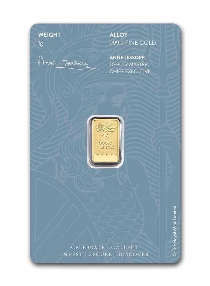 1 Gram Royal Mint Britannia Gold Bar - Back