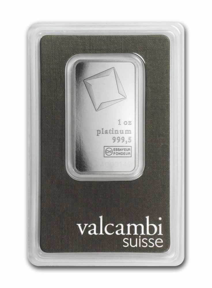 1 Ounce Platinum Valcambi Bar (In Assay)